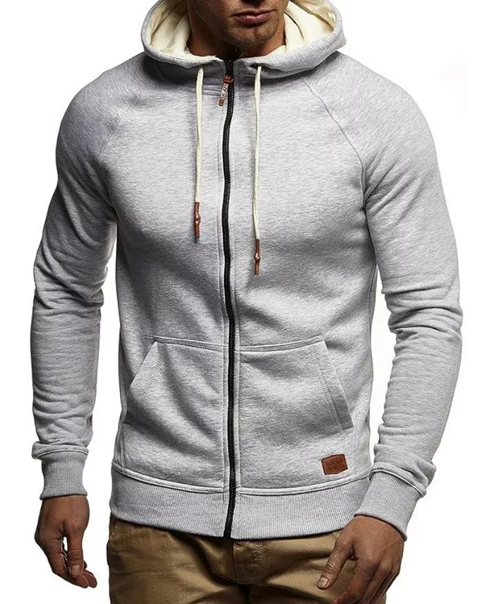 

Мужская худи на молнии Slim Fit с длинными рукавами, толстовка-джемпер LN-8124 M - размер черный Leif Nelson, серый