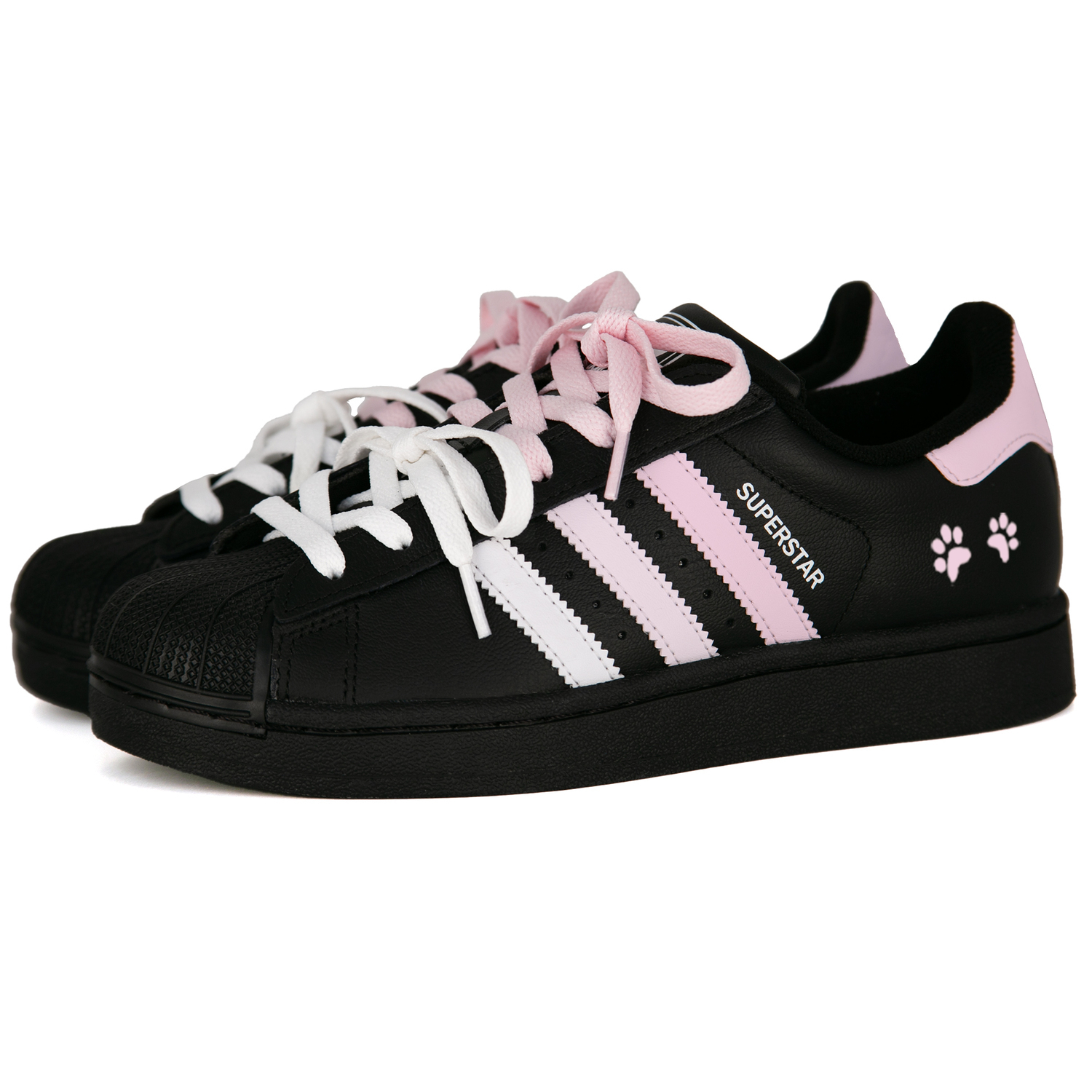 Adidas Originals Детские низкие скейтбордистские кроссовки Superstar 2 с розовым градиентом, износостойкие, черные и розовые, унисекс — фото 4