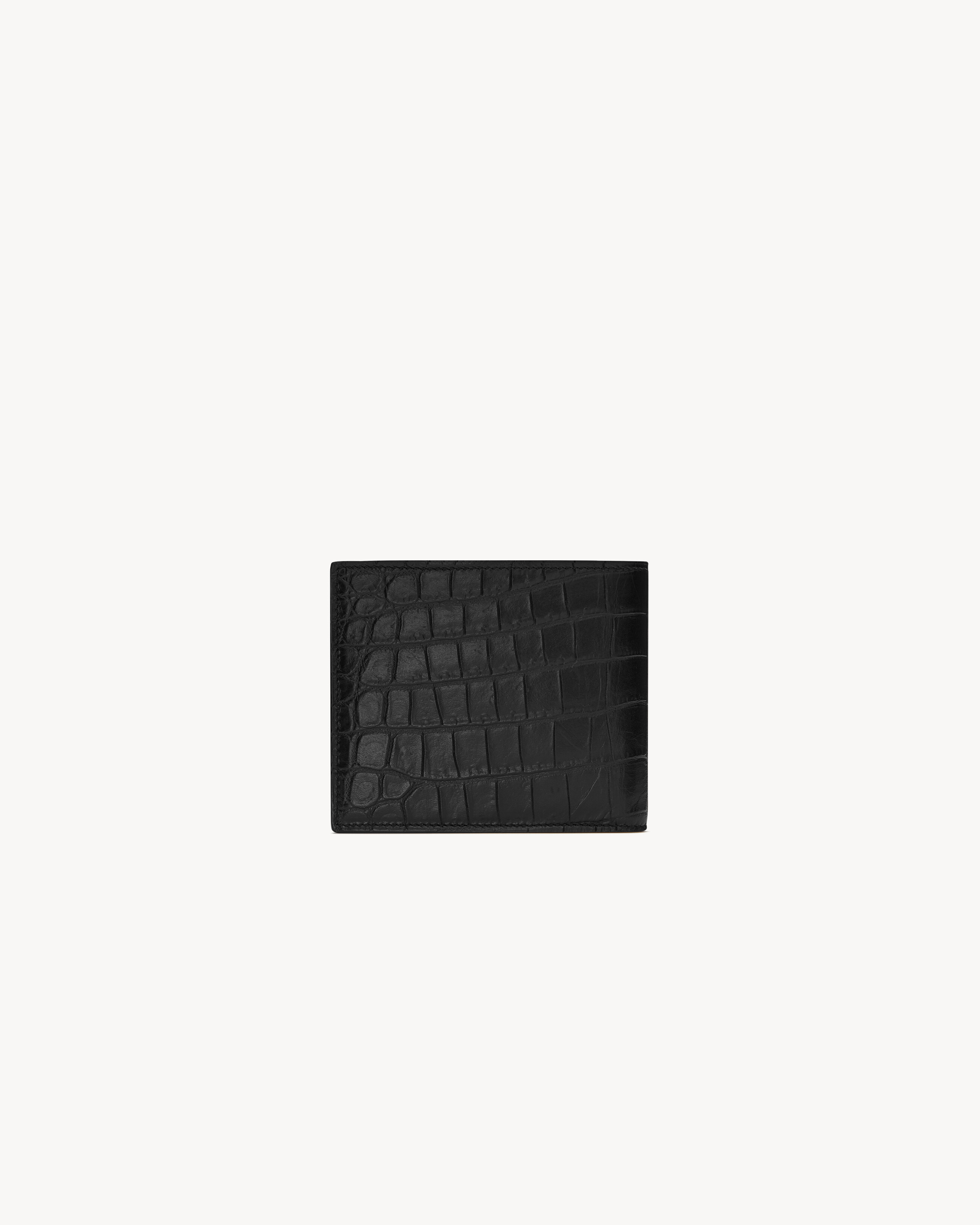Мини-кошелек Cassandre East/West из матовой кожи с тиснением под крокодила Saint Laurent, черный — фото 2
