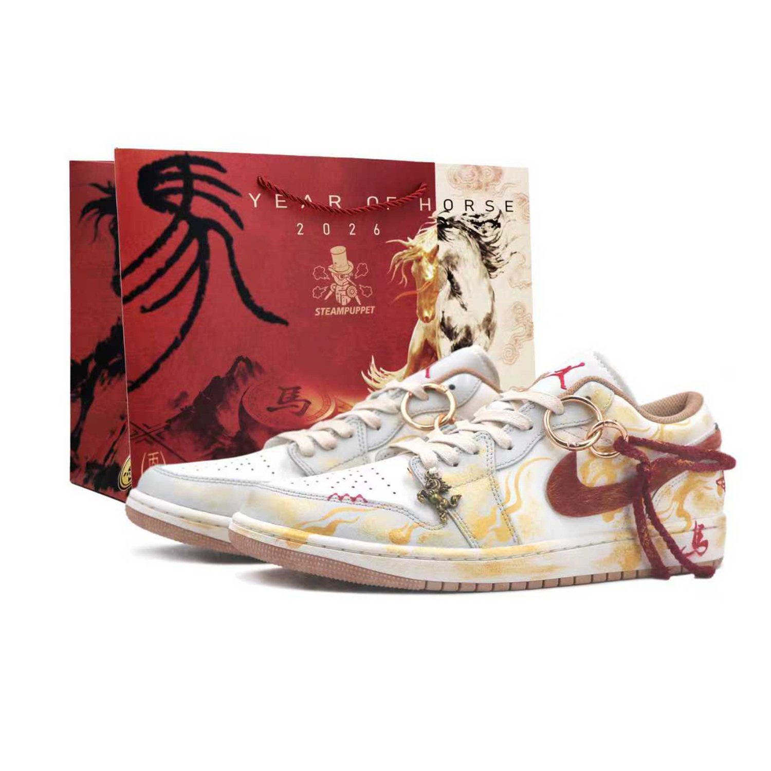 

Jordan Air 1 Abrasion Resistant Low top Vintage Basketball Shoes Men's Red Gold