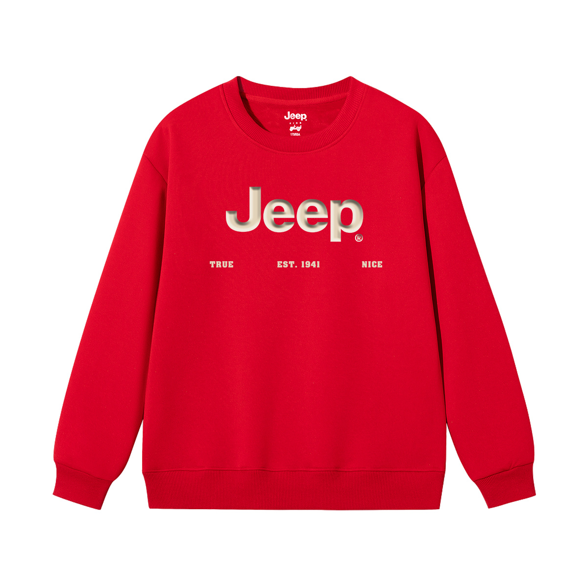 

Детская толстовка с круглым вырезом утолщенная Jeep, new year красный fleece-lined