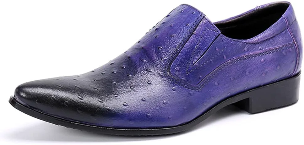 Мокасины Santimon Mens Slip On Loafers - туфли для повседневной и официальной носки из натуральной кожи, удобные, подходящие для вечеринок, путешествий и свадеб, синий — фото 2