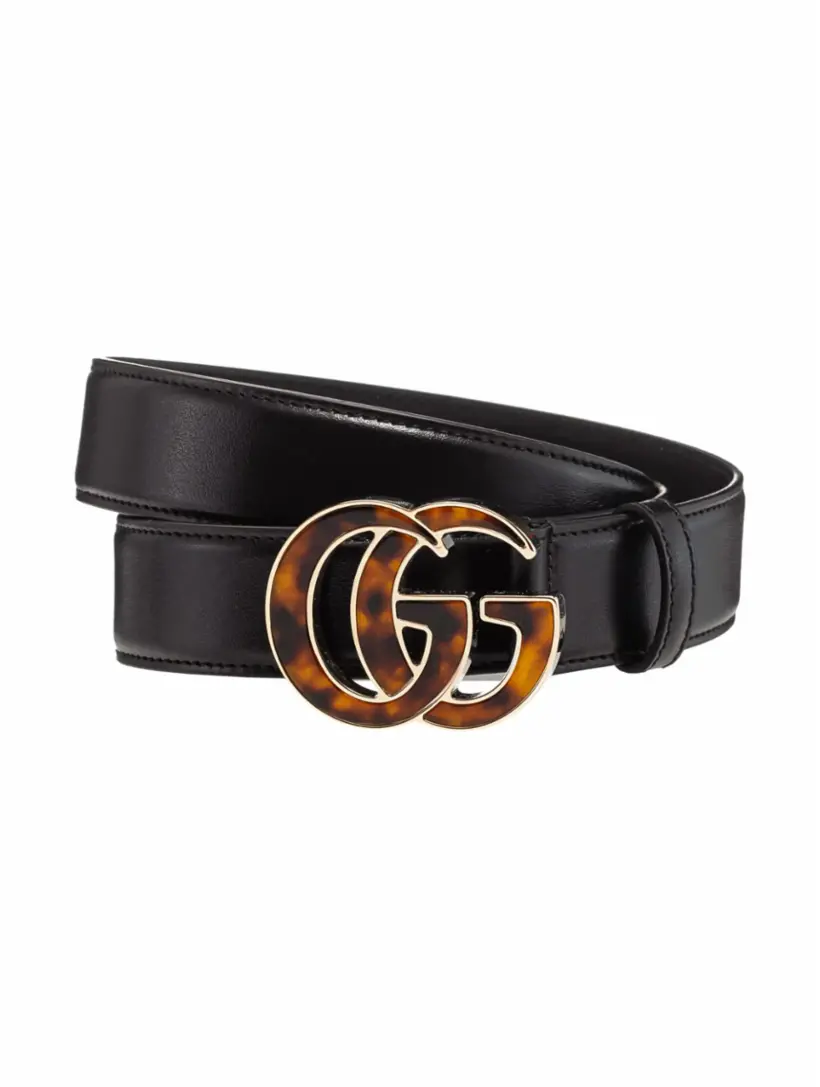 

Кожаный ремень GG Marmont Gucci, черный