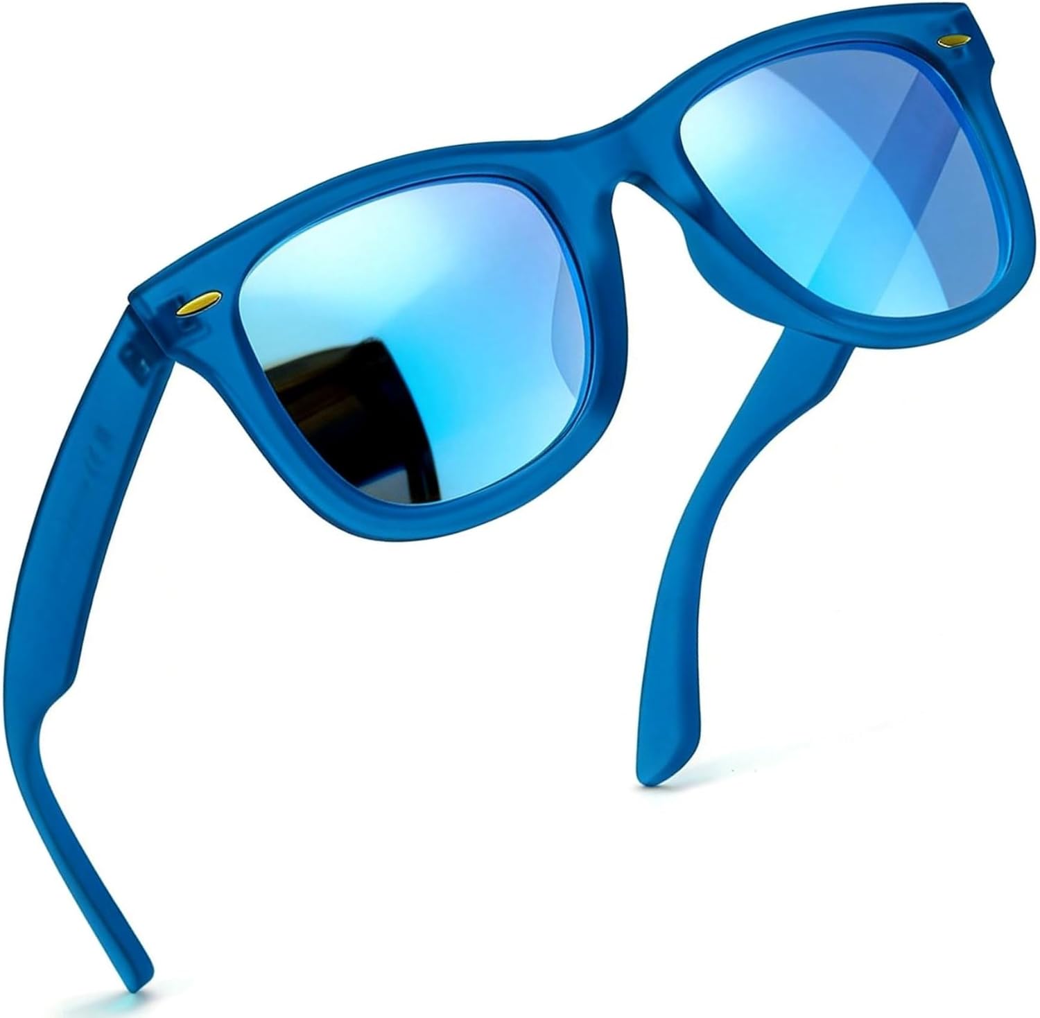 

Женские поляризованные солнцезащитные очки FancyPink с защитой UV400, зеркальные, для пляжа, дизайнерские модные солнцезащитные очки, средний размер, A06-blue Frame Blue Lenses