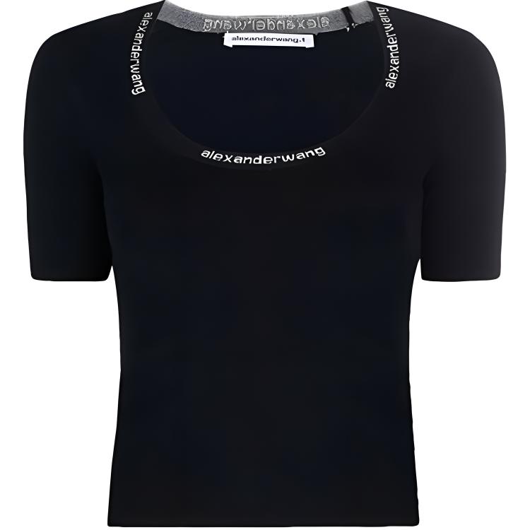 Футболка с круглым вырезом и логотипом Alexander Wang, черный — фото 3