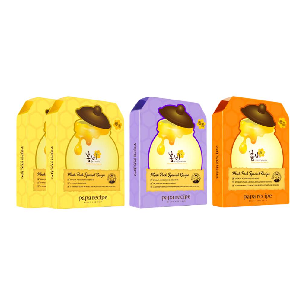 

Набор увлажняющих и восстанавливающих масок для лица Hydrating Exfoliating для разных типов кожи 10 шт*2+6 шт+6 шт Papa Recipe, four-piece set