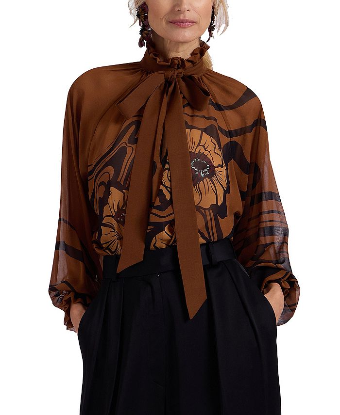 

Блуза Cerere (Placee) Big Blooms Placee Brown La DoubleJ, коричневый