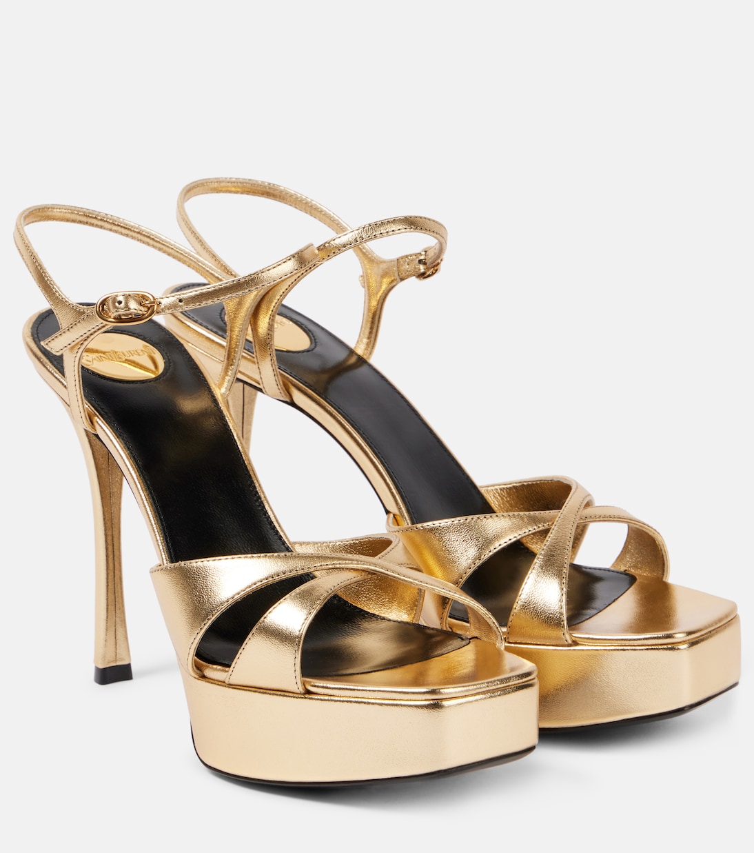 Деби 85 платформенные сандалии из металлизированной кожи Saint Laurent, Egypt Gold