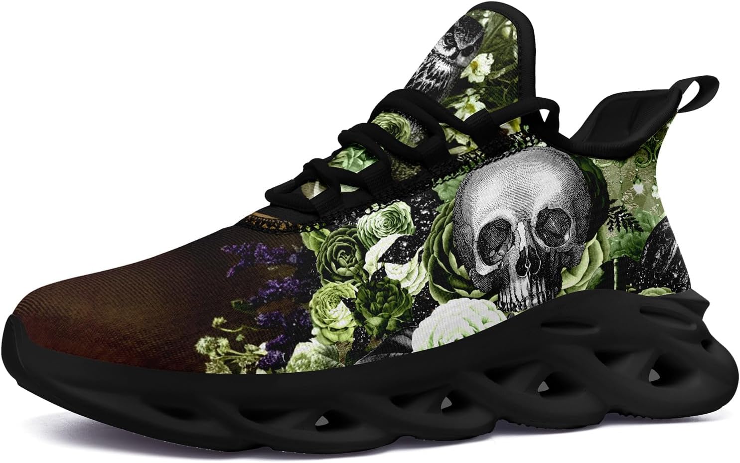 

Готические кроссовки с черепом для мужчин и женщин, модные легкие спортивные кеды с уникальным панк и готическим дизайном Awsole, черный/зеленый/коричневый/серый/светло-зеленый