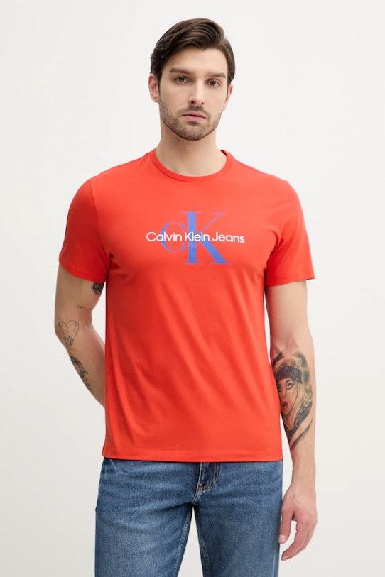 

Хлопковая футболка Calvin Klein Jeans, оранжевый