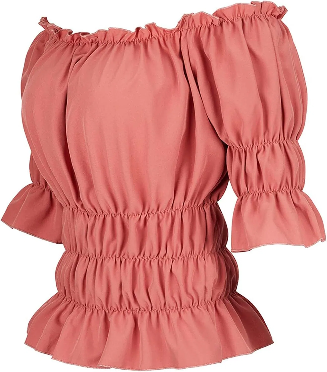 Блуза с коротким рукавом, женская Off Shoulder, арбузно-красный — фото 4