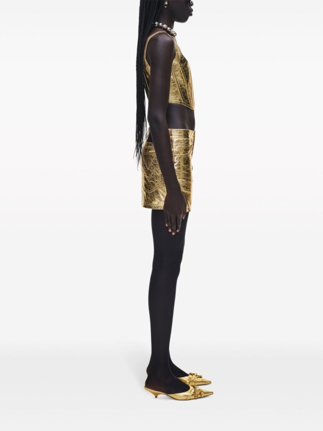 Marc Jacobs кожаный топ-бюстье с эффектом металлик, золотой — фото 3