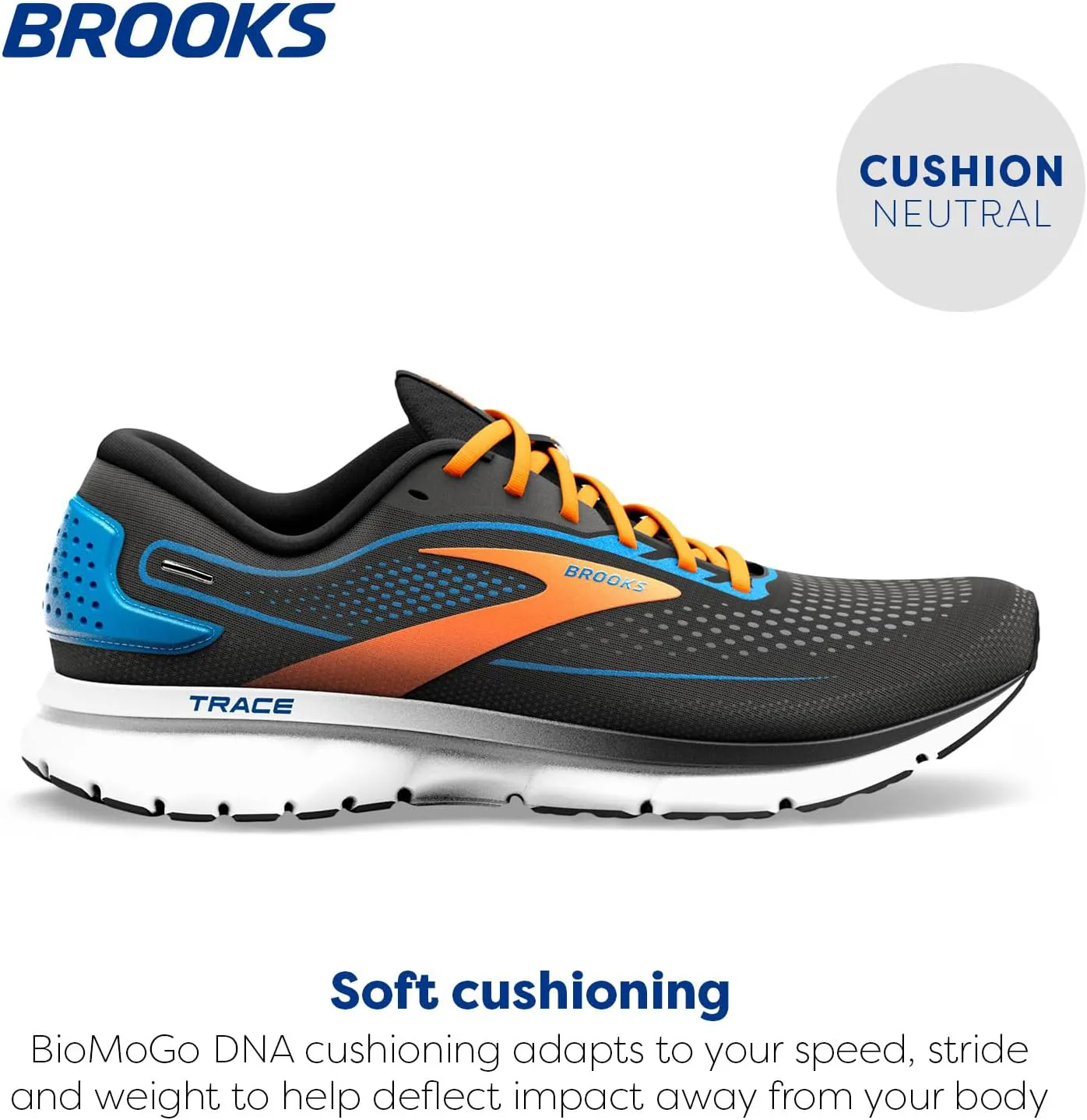 Мужские нейтральные беговые кроссовки Brooks Trace 2, черный/синий/оранжевый — фото 4