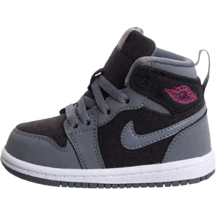 Jordan Air 1 Leather High top Toddler Shoes Gray Black