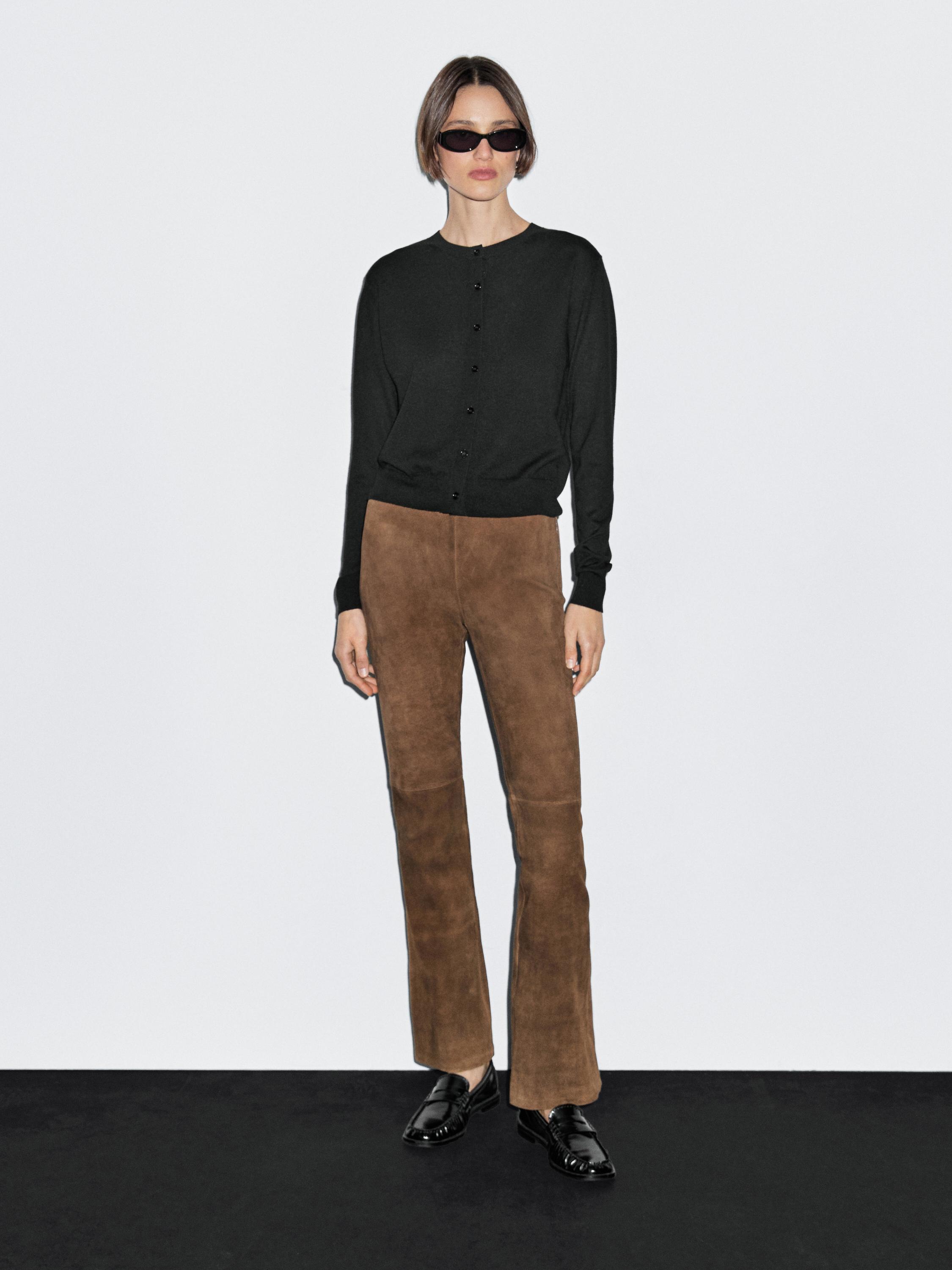 

Кардиган из смесовой шерсти с круглым вырезом Massimo Dutti, черный