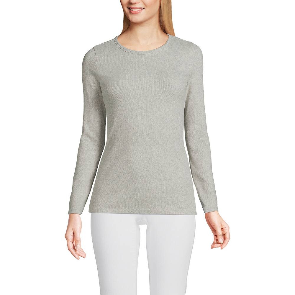 

Женская футболка Lands End в микро рубчик Lands' End, цвет Gray Heather