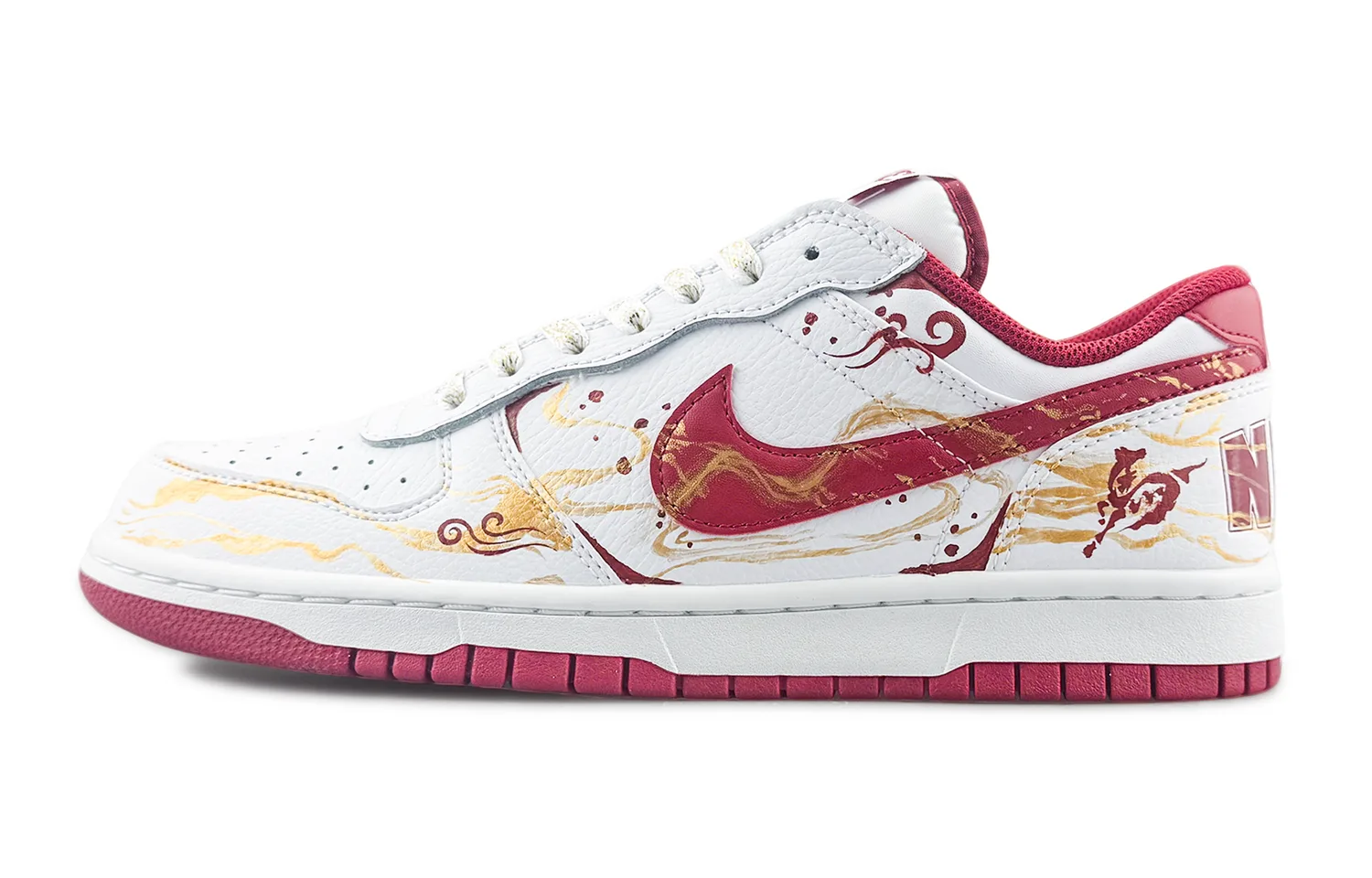 Nike Кроссовки для скейтбординга мужские Big Abrasion Resistant Breathable Low top White Gold — фото 3