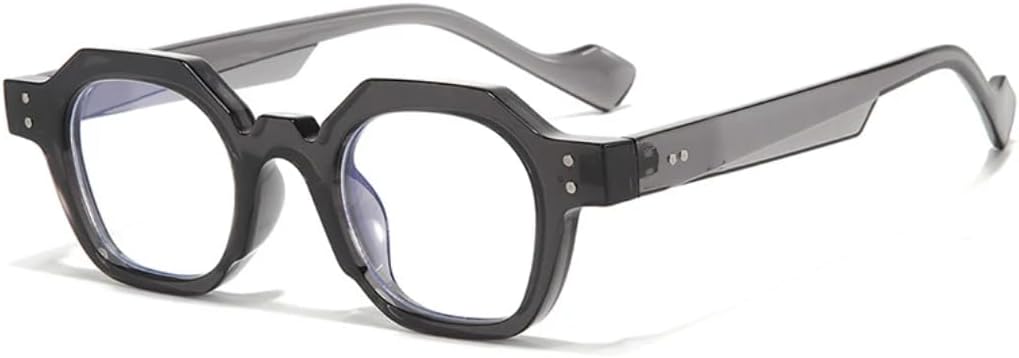 

Ретро-многоугольные маленькие солнцезащитные очки для женщин, защита от УФ-излучения UV400, модный панк-стиль, декор с заклепками, мужские очки с прозрачными линзами в оправе UUPTTPL, Grey Clear