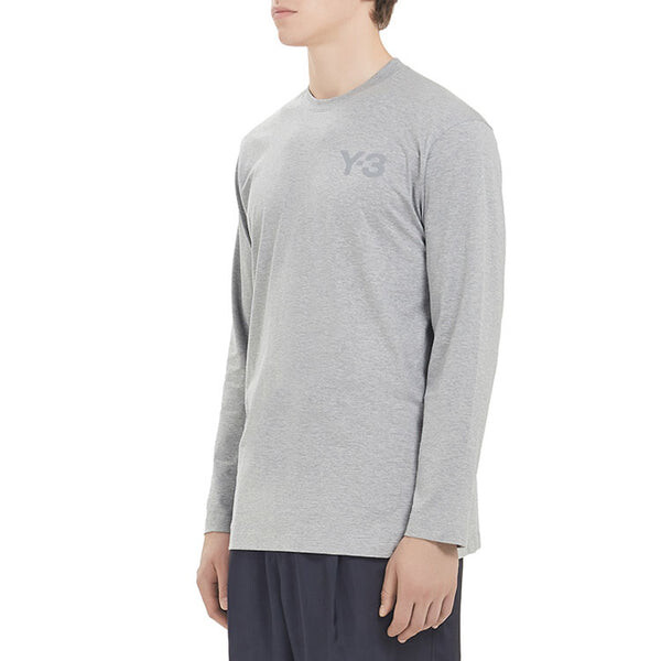 Футболка men's y-3 logo pattern micro mark casual long sleeves round neck gray t-shirt Adidas, серый — фото 3