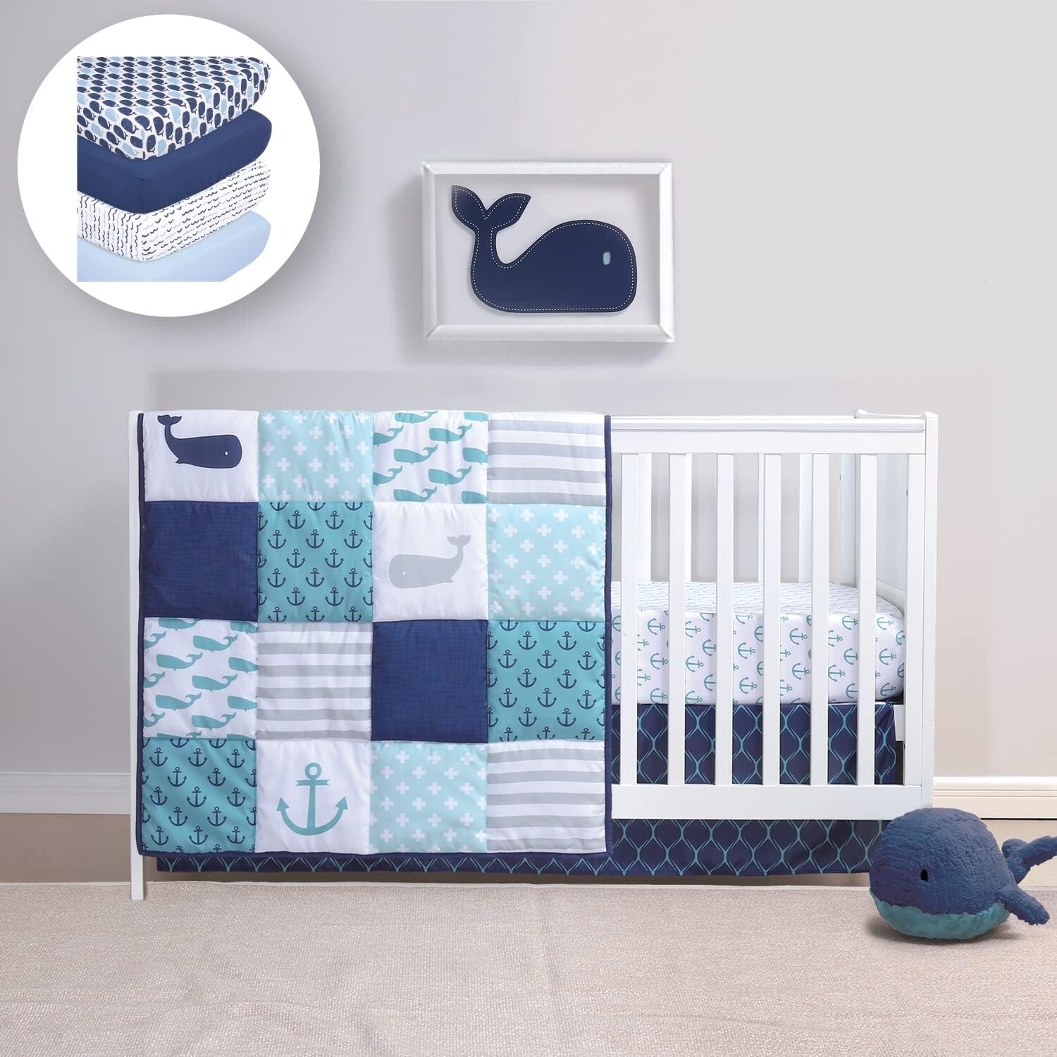 

Коллекция Peanutshell Nautical Nursery — набор из 7 предметов — одеяло для кроватки, 5 простыней, юбка для кроватки The Peanutshell, Multi-Colored