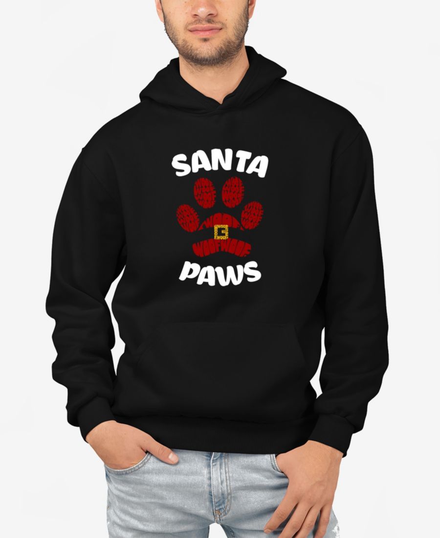 

Мужская толстовка с капюшоном Santa Paws с надписью "Santa Paws" LA Pop Art, Black