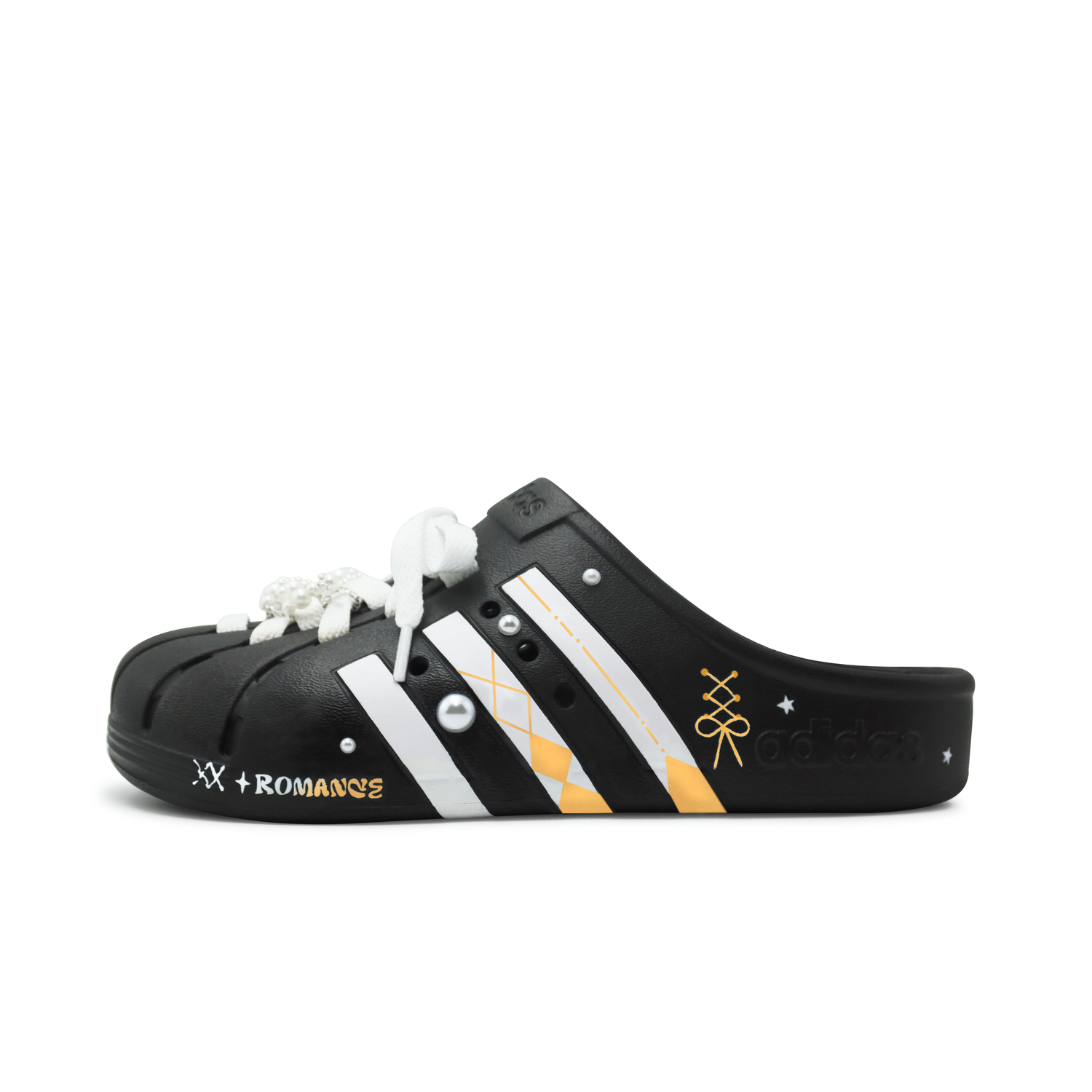 ADILETTE CLOGS Сланцы с обёрнутым носком Унисекс Чёрный Белый Оранжевый Adidas, Чёрный Оранжевый