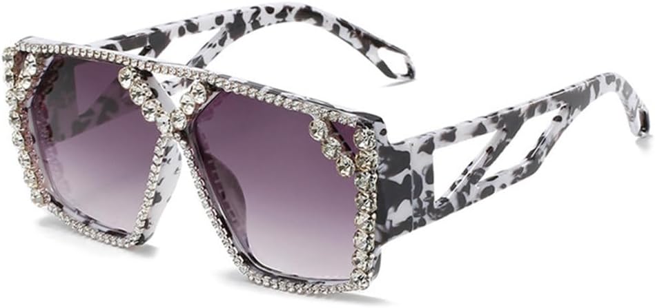 

MUTYNE Модные квадратные солнцезащитные очки со стразами, женские солнцезащитные очки большого размера с бриллиантами, женские винтажные очки с градиентным переходом цвета, Flower-gray