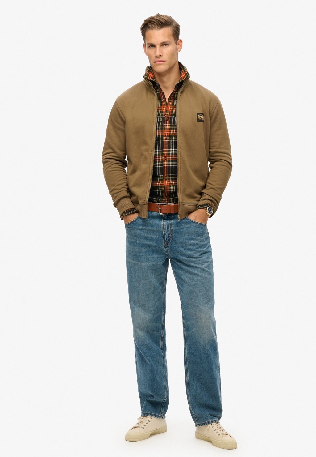 

Толстовка на молнии CONTRAST STITCH Superdry, коричневый