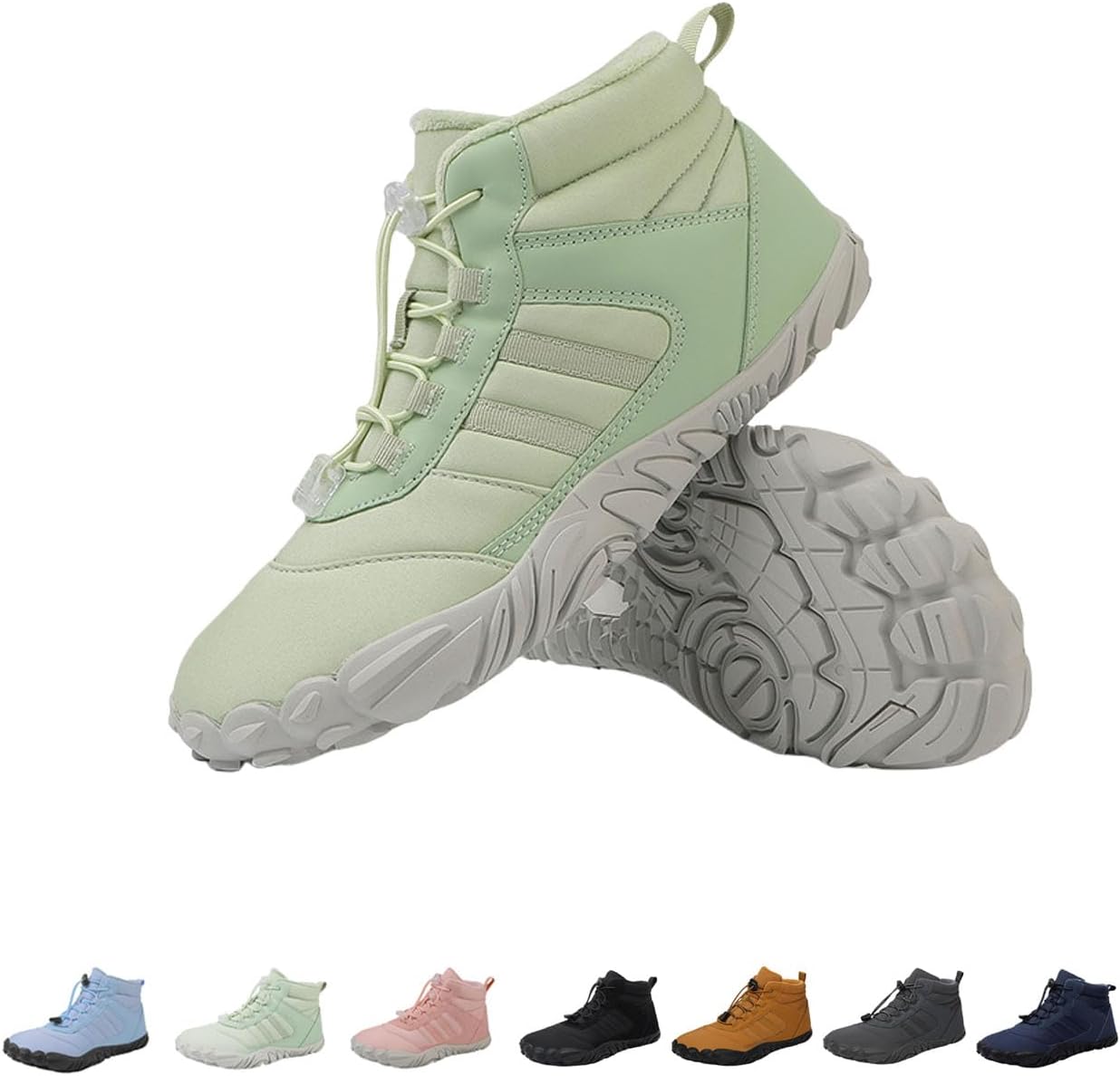 

Ботинки для ходьбы, нескользящая, водонепроницаемая, зимняя, теплая, для снега, для женщин и мужчин, мягкая, ветрозащитная Generic, светло-зеленый