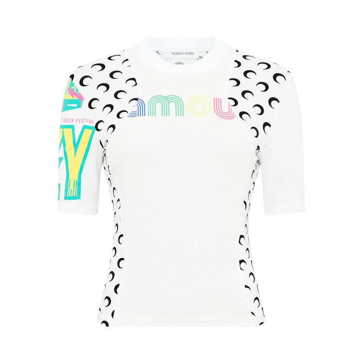 

Футболка Marine Serre Regenerated Graphic Jersey Baby Fit T-Shirt, White Aom Optical White