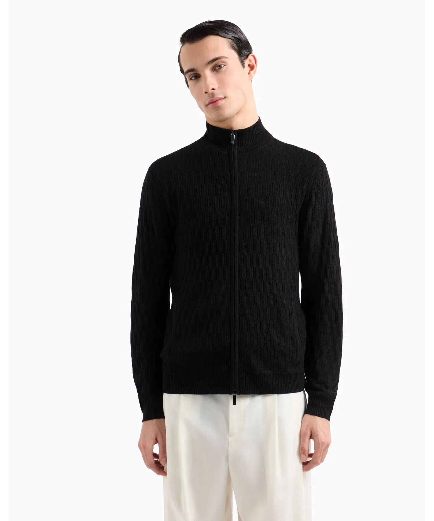 【Emporio Armani】Кардиган ASV на молнии, фактурная вязка из смеси лиоцелла — фото 2