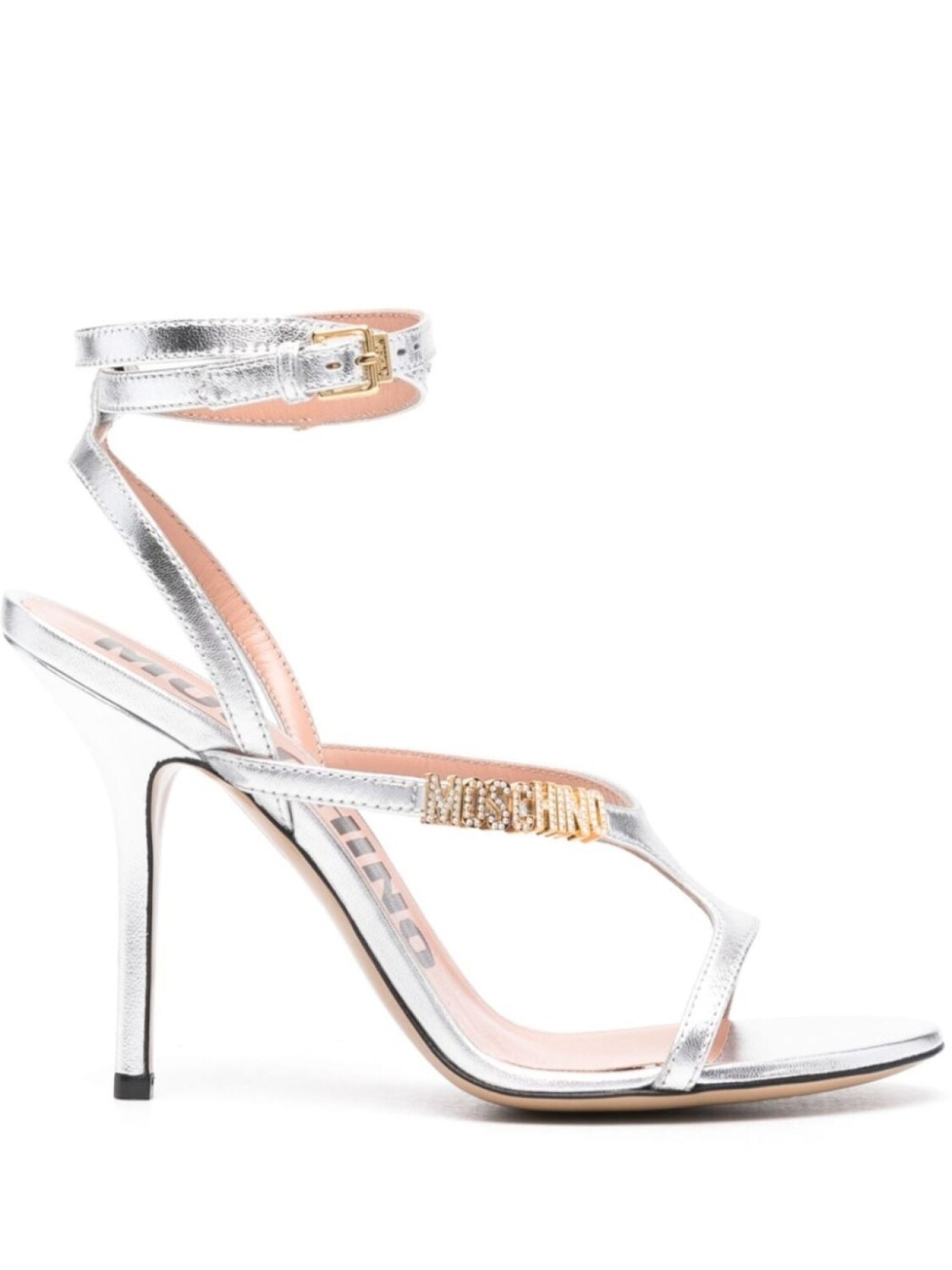

Moschino босоножки с логотипом, серебристый