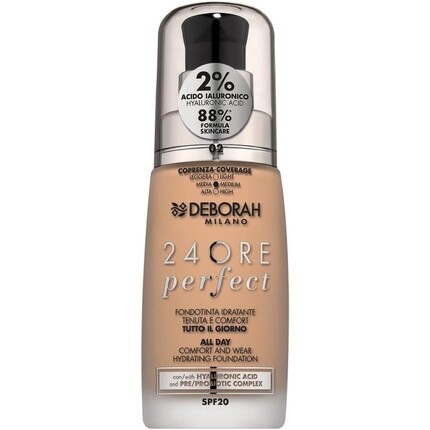 

Deborah Milano 24 Hour Liquid Foundation Perfect Moisturizing SPF 20 30 мл № 2 True Beige