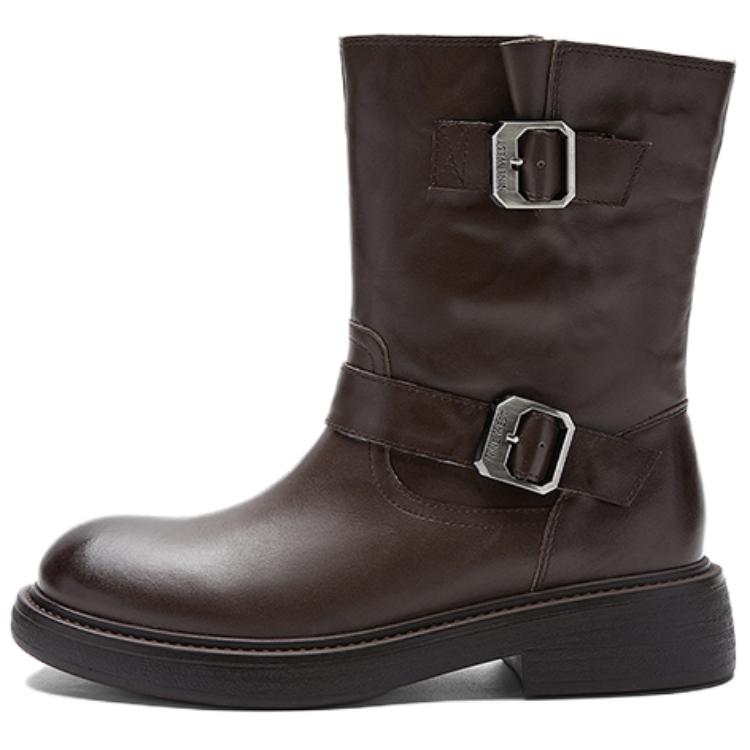 NINE WEST Ботильоны женские на каблуке 4 см коричневые без подкладки, цвет Brown (Unlined)