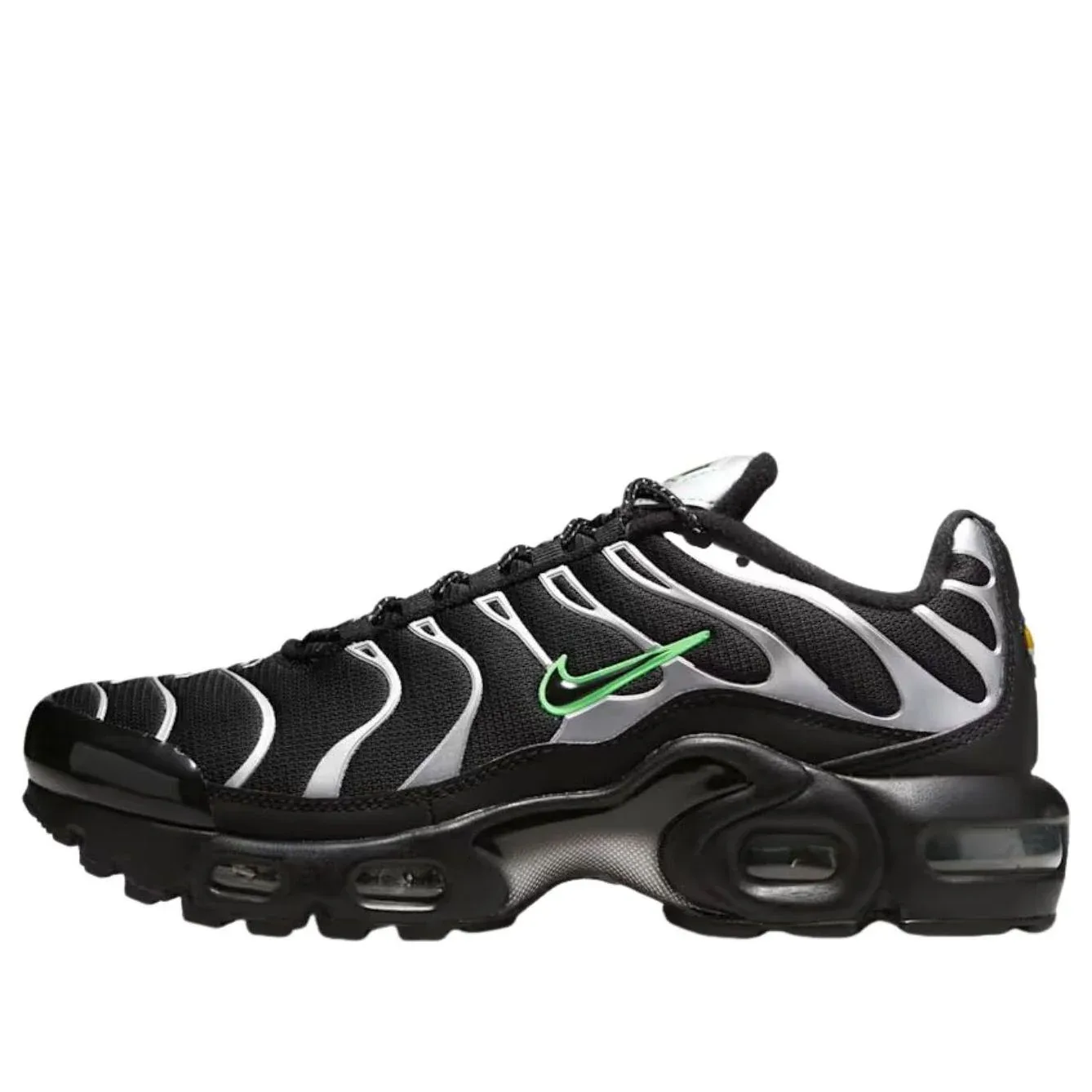 Кроссовки (GS) Nike Air Max Plus 'Black Green Strike Metallic Silver'