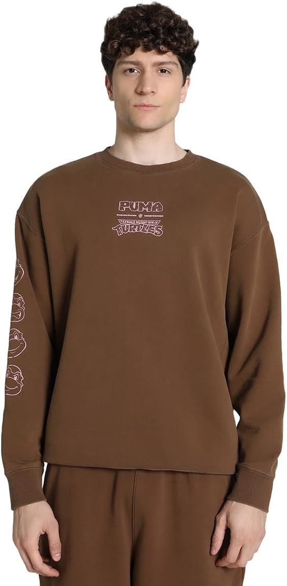 

Мужская повседневная спортивная толстовка PUMA 630100, свободный крой, X TMNT RELAXED GRAPHIC CREW TR, шоколадный, Коричневый, Мужская повседневная спортивная толстовка PUMA 630100, свободный крой, X TMNT RELAXED GRAPHIC CREW TR, шоколадный