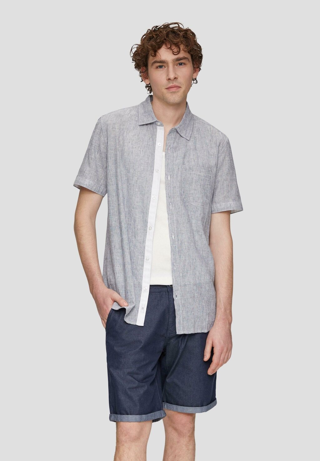 

Рубашка KURZARM KENTKRAGEN QS, цвет Mottled Dark Blue