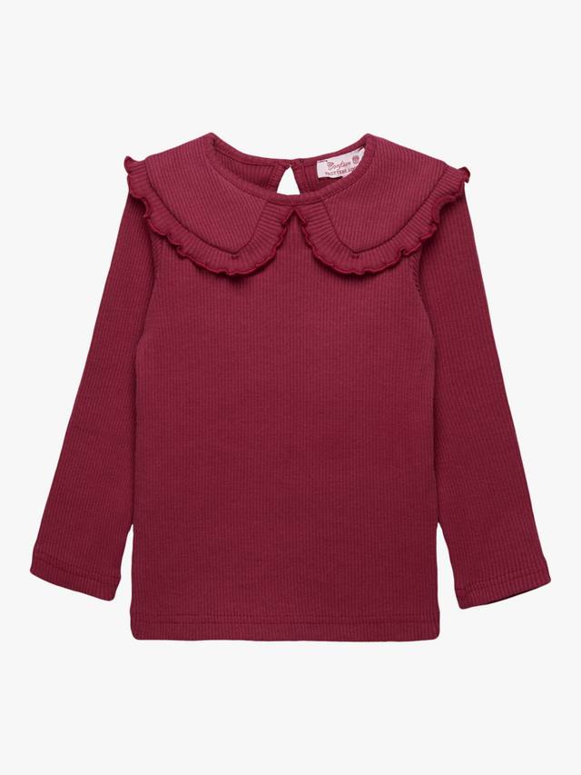 

Детская футболка с длинными рукавами и воротником из хлопка Trotters, Claret