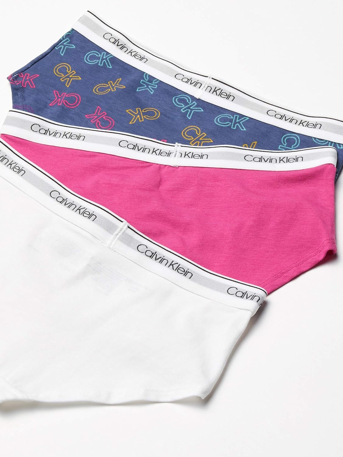 Нижнее белье Calvin Klein для девочек, современное, хлопковое, хипстерское, упаковка, Very Berry/White/Ck Logo — фото 2