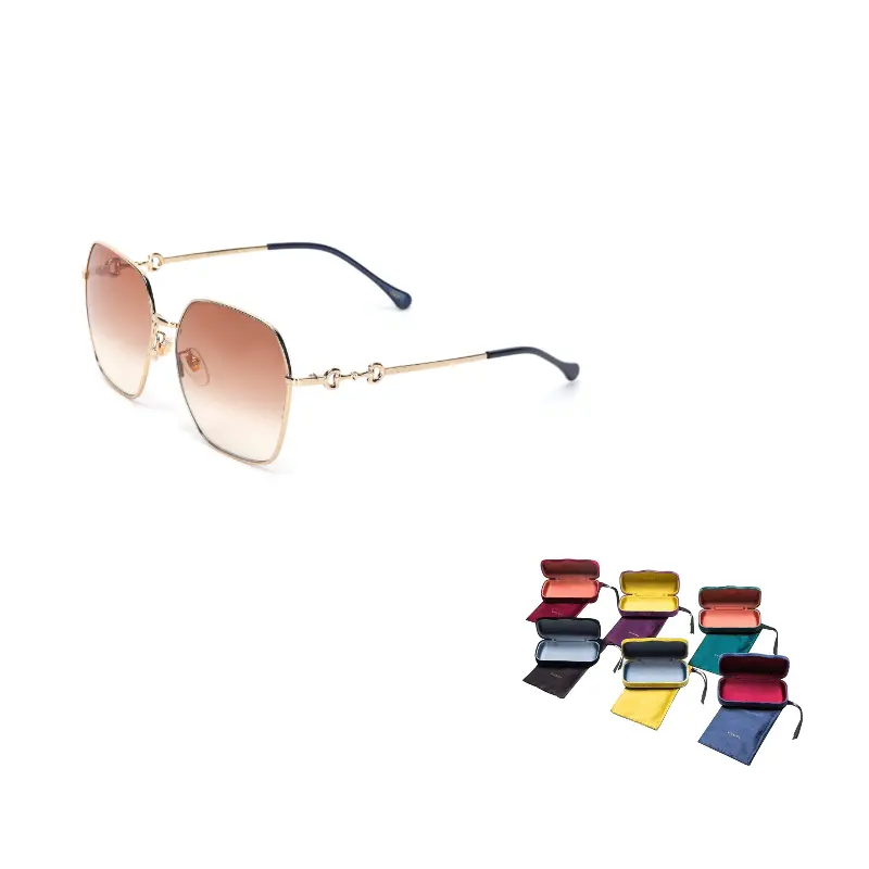 

GUCCI Женские винтажные квадратные солнцезащитные очки 1955 серии золотисто-коричневые, Gold