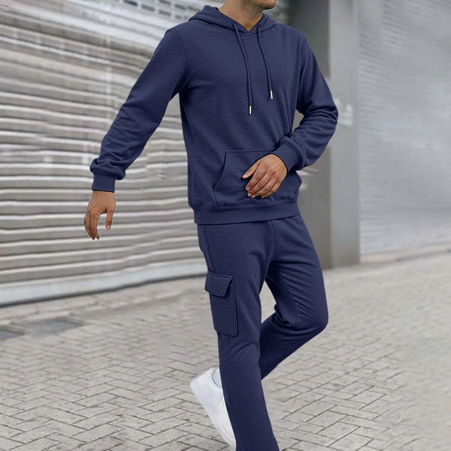 Мужской спортивный костюм из флиса, 2 предмета, 01-navy — фото 3