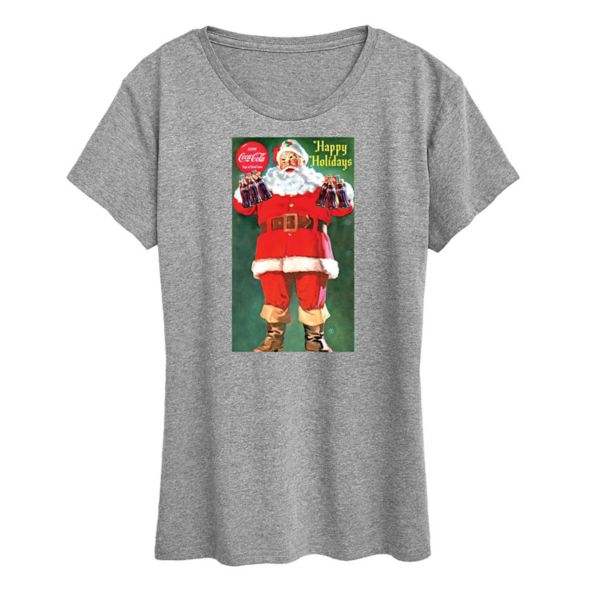 

Футболка большого размера с изображением бутылок Coca-Cola Vintage Santa Licensed Character, серый