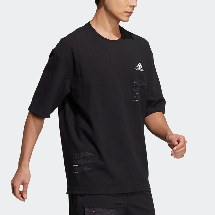 Футболка adidas St Rlx Game Tee Printing Sports Round Neck Loose Short Sleeve Black, черный — фото 3