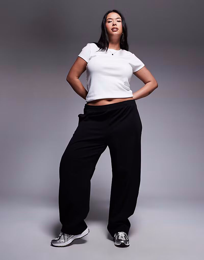 

Черные джоггеры-бочонки Curve Interlock Asos Curve