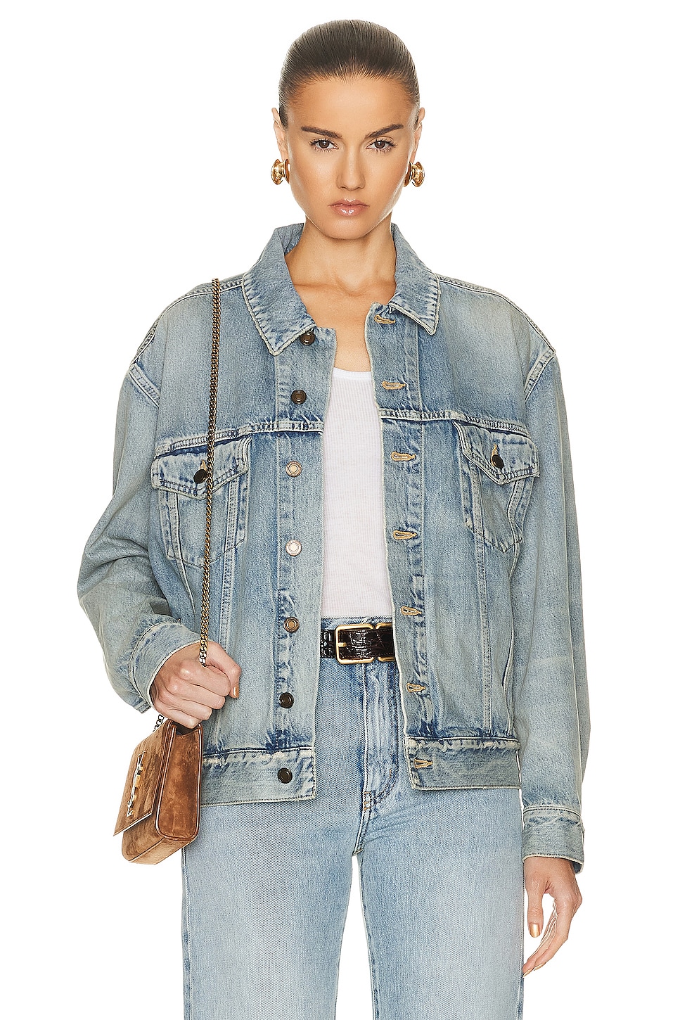 

Джинсовая куртка Saint Laurent, цвет Sunny Sky Blue