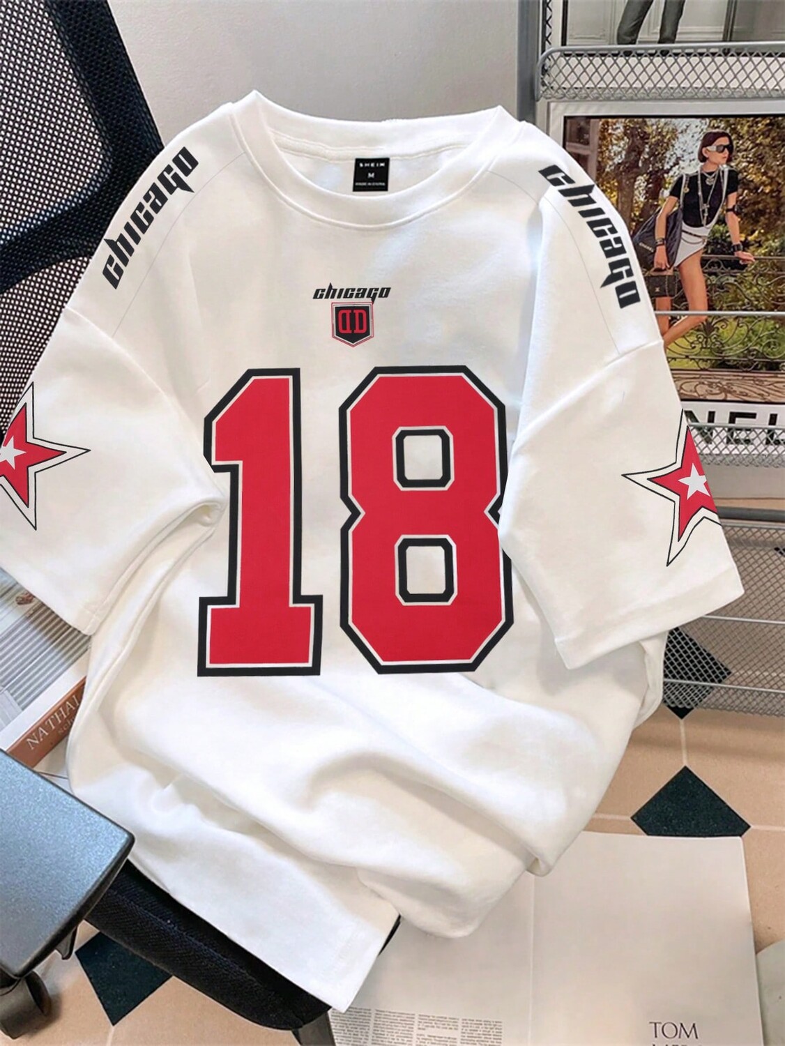 

Мужская свободная футболка Sporsity, цифровой рисунок, короткий рукав Manfinity, белый