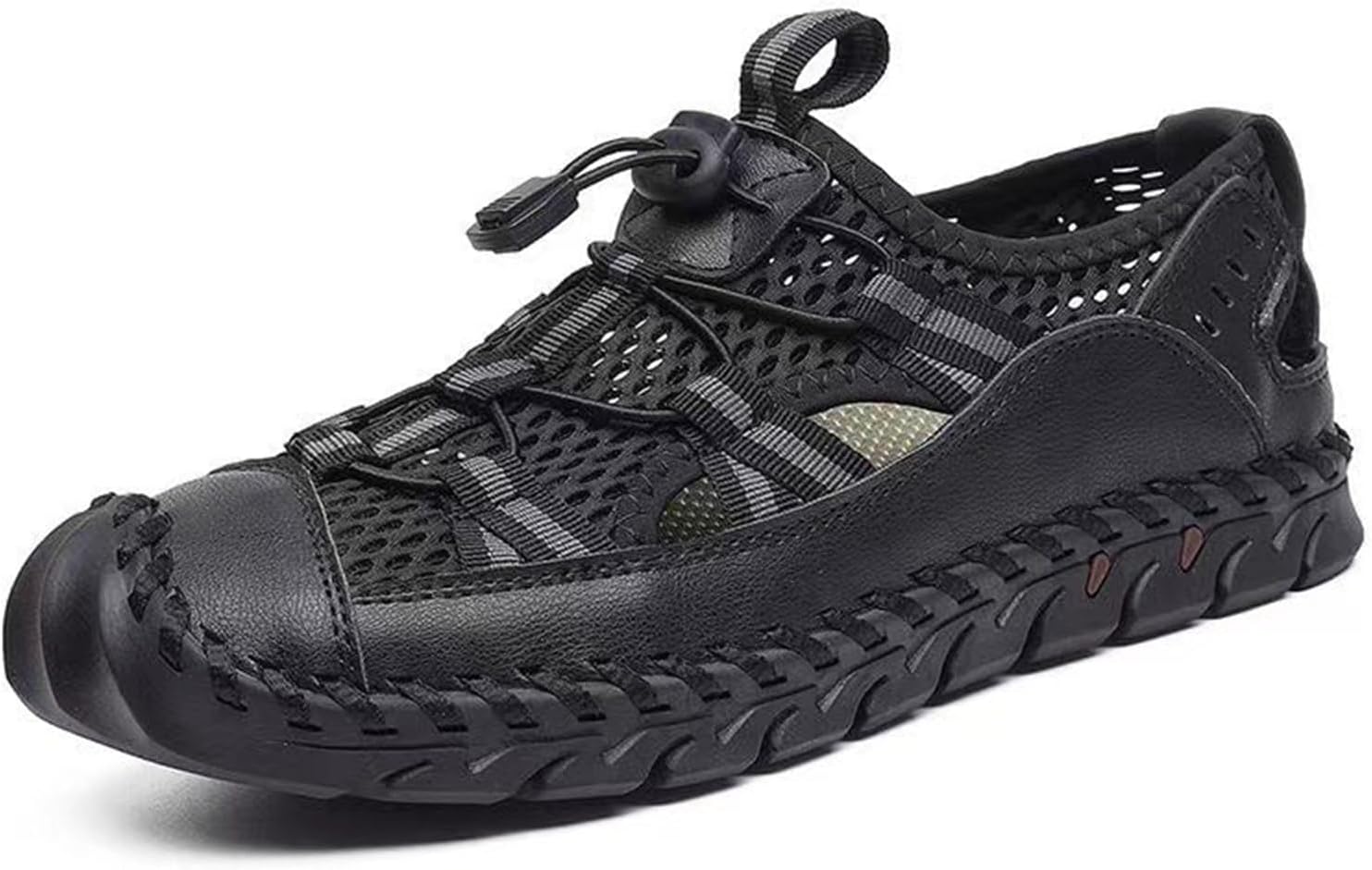 

Мужские спортивные сандалии для активного отдыха, треккинга, с закрытым носком, кожаные, для прогулок по тропам, повседневные сандалии Abborora, черный