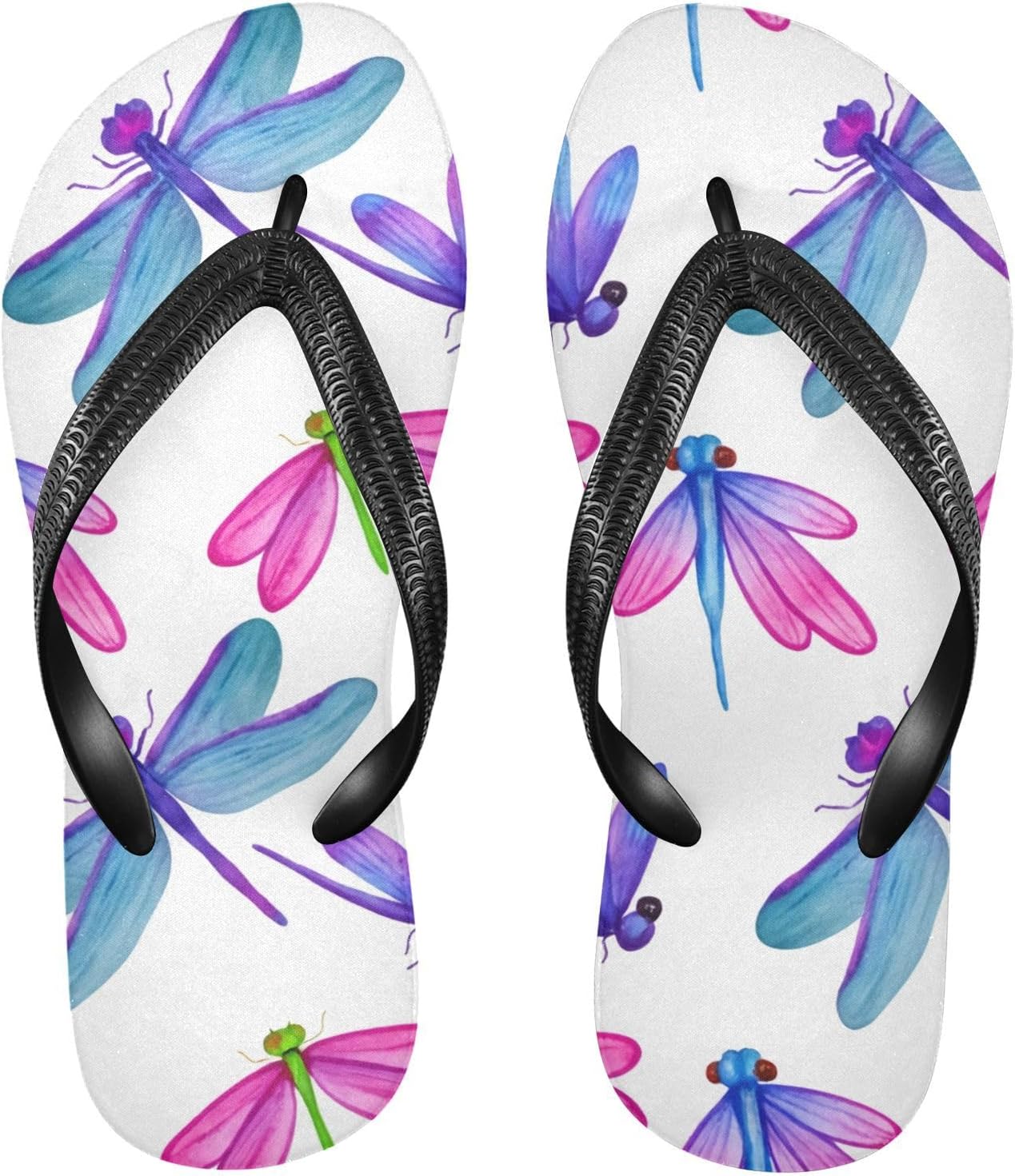

Вьетнамки с акварельным рисунком стрекозы, белые пляжные шлепанцы для душа, резиновые нескользящие летние тапочки для ходьбы для женщин и мужчин Sinestour