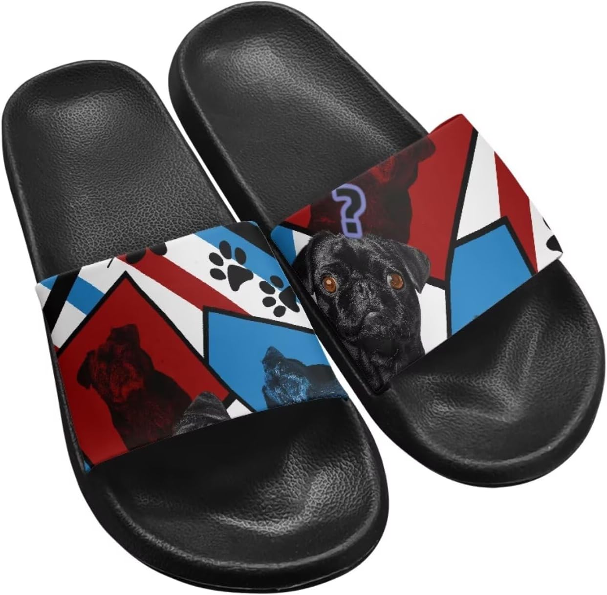

Унисекс сланцы Binienty с широким профилем для женщин и мужчин, однослойные шлепанцы, ультралегкая обувь для душа, противоскользящие, American Flag Pug