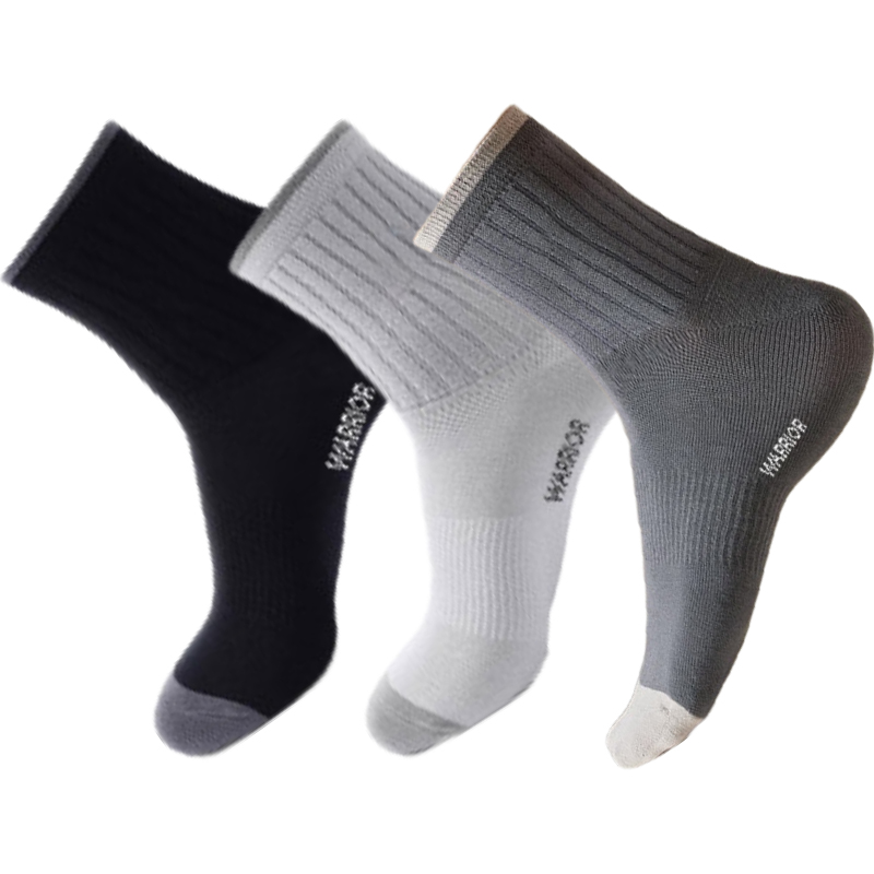 

Унисекс носки Mid Calf WARRIOR, [3 pack]черный+темно-серый+светло-серый
